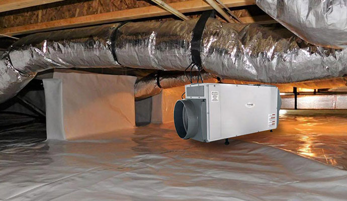 Dehumidifier installed in crawl space