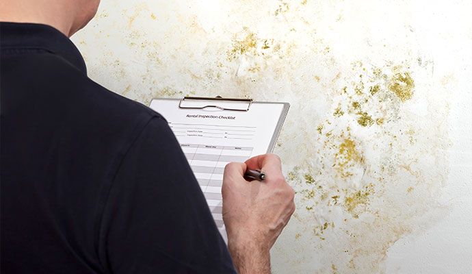 Professional documenting mold inspection result