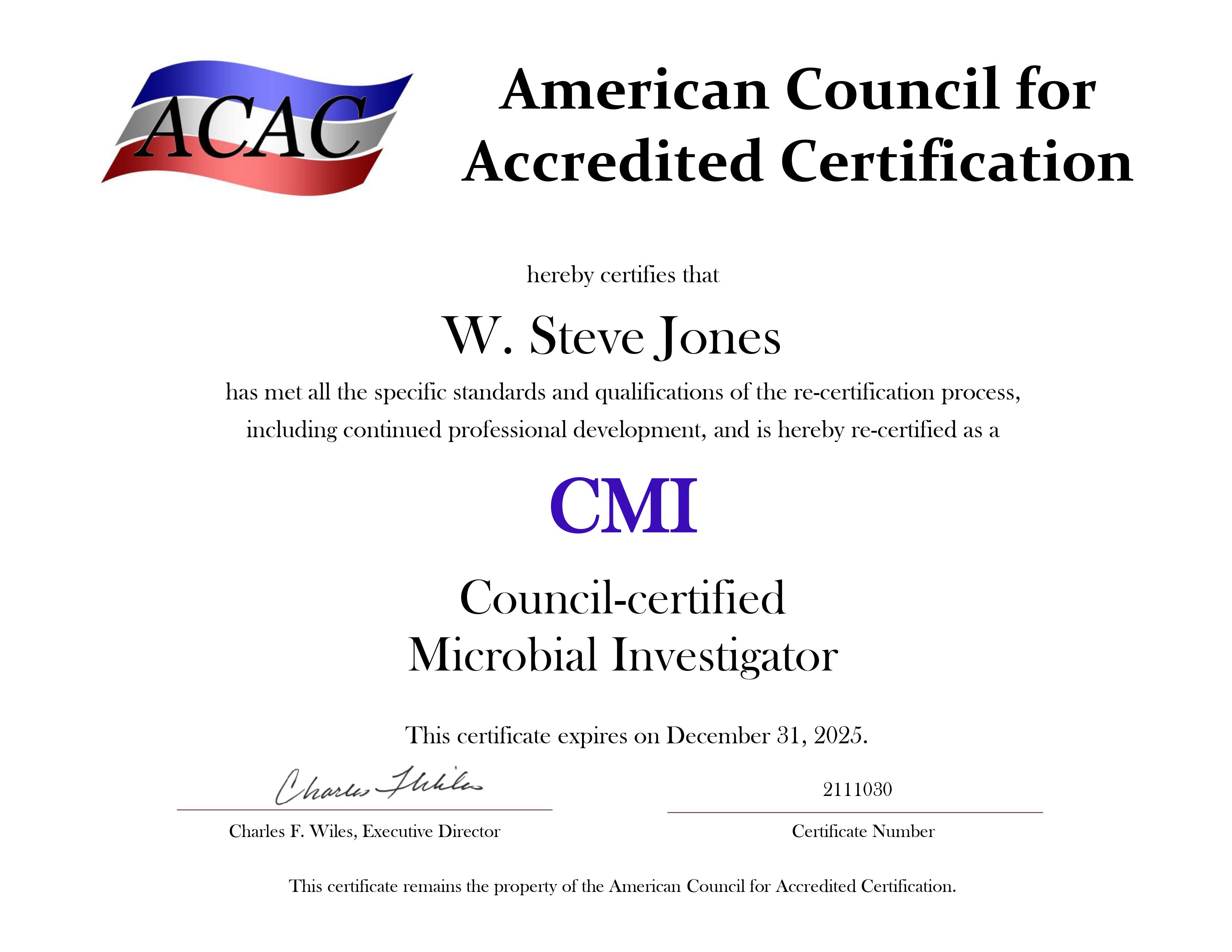 CMI Award Certificate