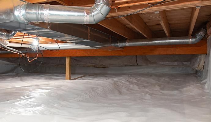 Waterproofed crawl space